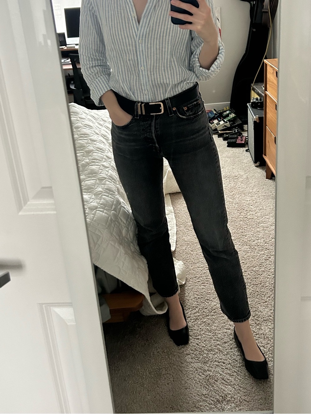 Levi's Washed Black Wedgie Straight Jeans